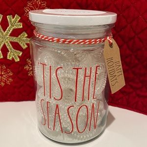 Rae Dunn 60 Spiral Hair Ties Glass Jar